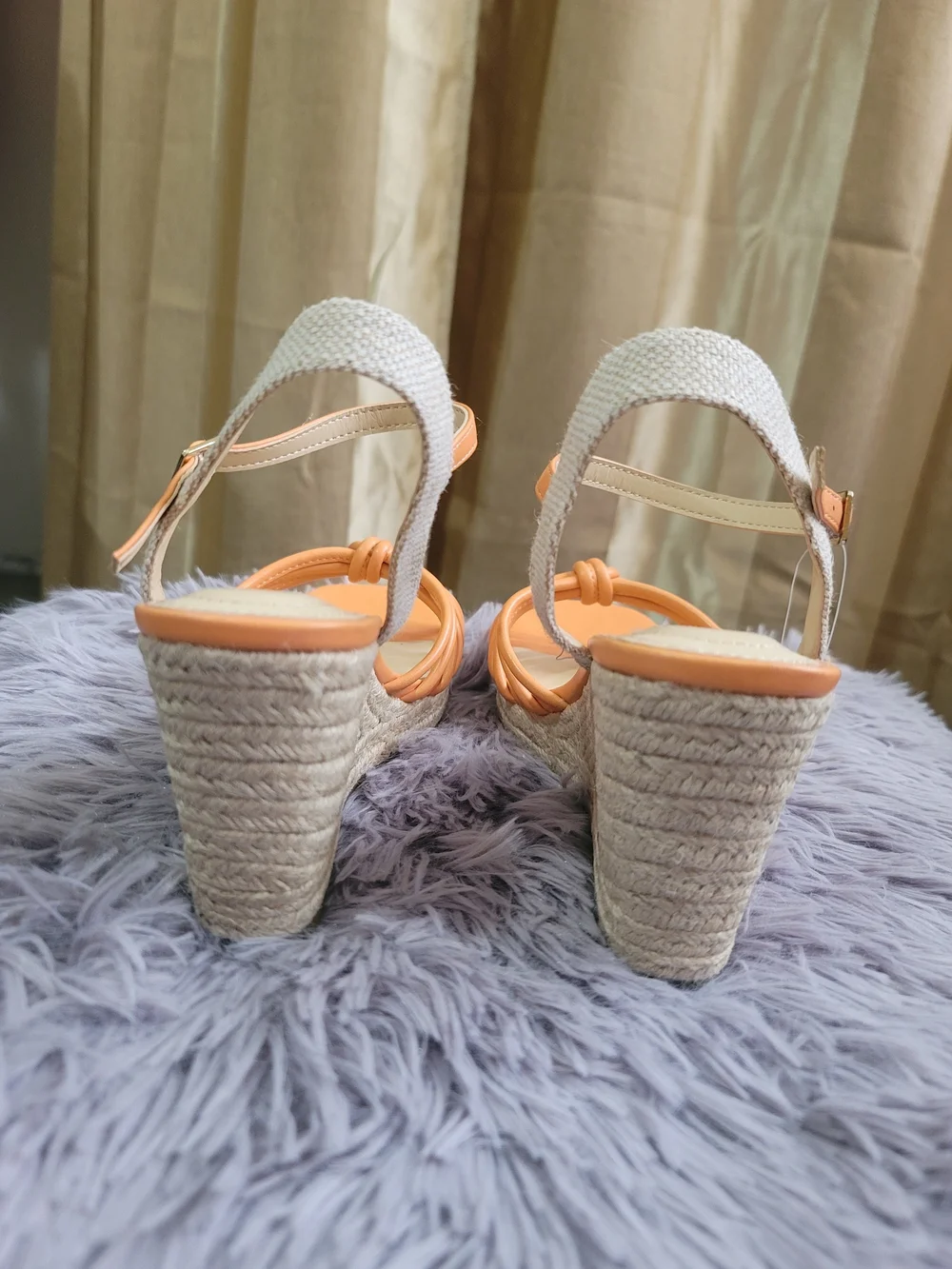 Liz Claiborne Coral Strappy Espadrille Wedges with Ankle Strap